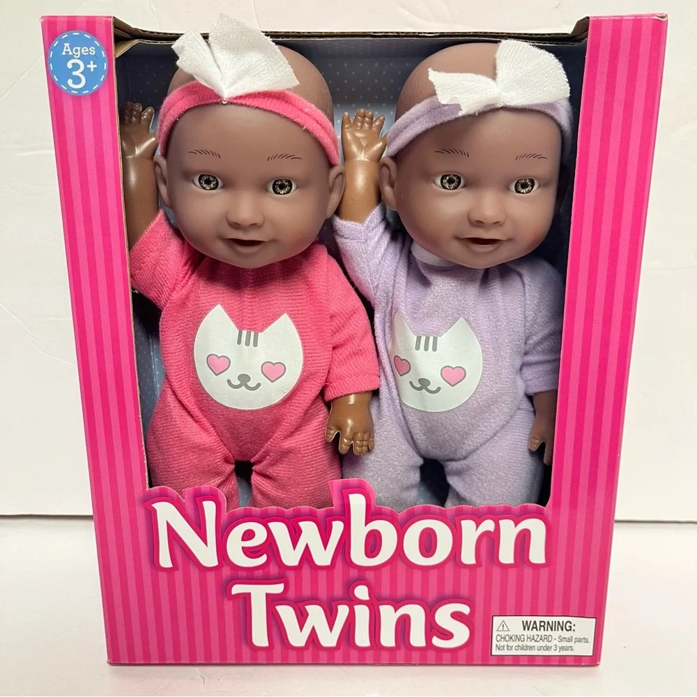 Charming Newborn Twin‎ Dolls Set with Pink and Purple Outfits